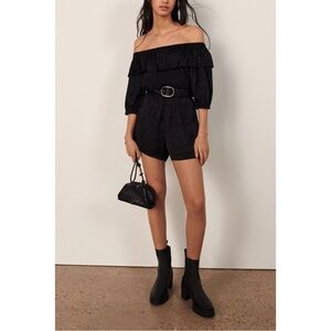 BA&SH Doris Off-Shoulder Romper in Black - US6